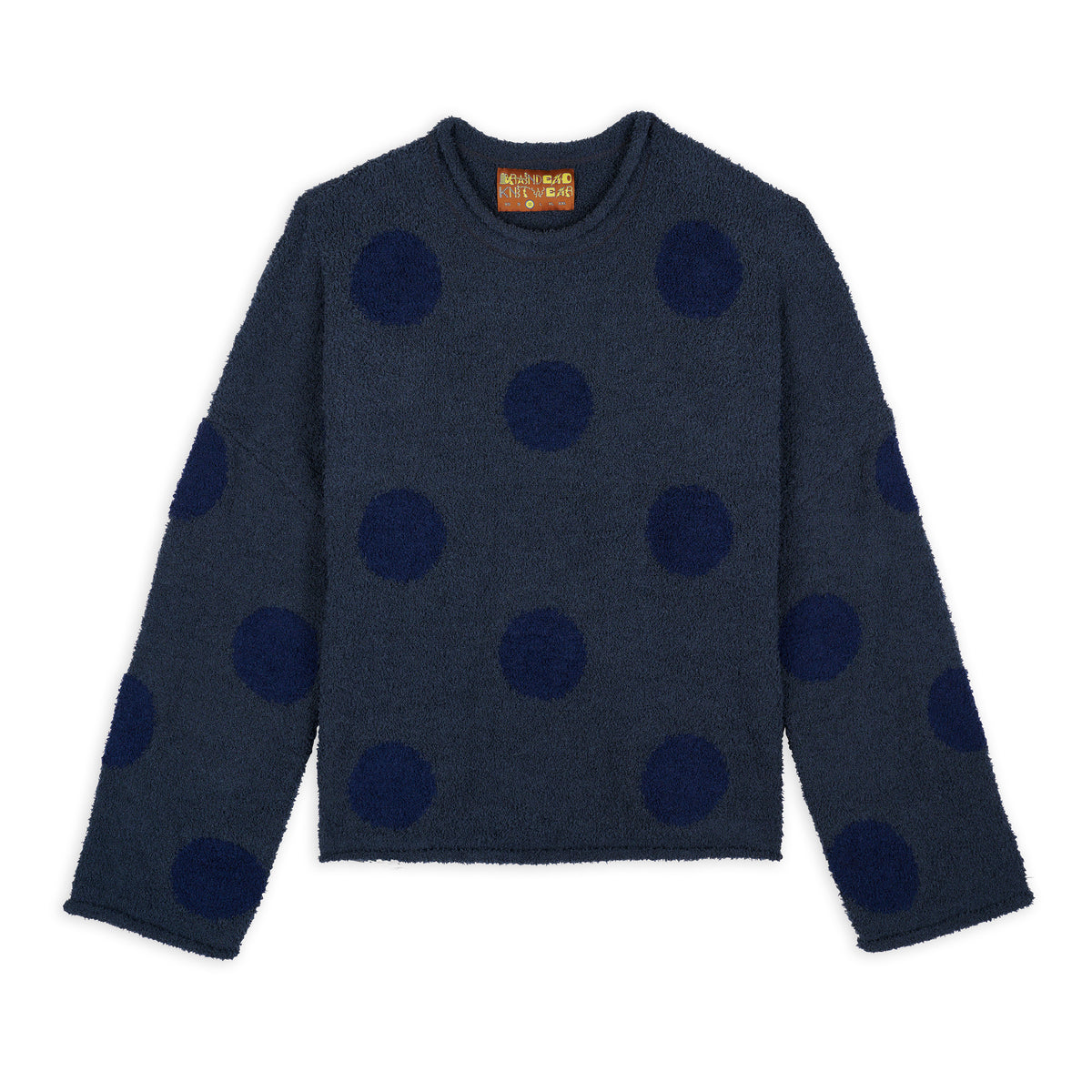 Brain Dead - Men's Teddy Fur Dot Knit Sweater - (Navy) view 1, Click to Zoom in