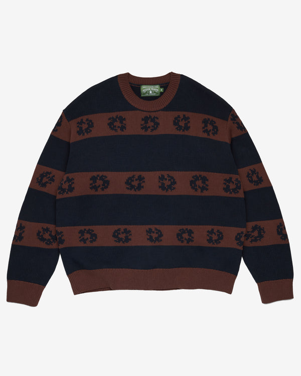 Denim Tears - Men's Wreath Striped Sweater - (Navy/Brown)