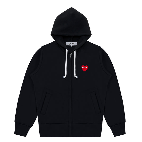 Play - Single Heart Zip Hoodie - (Black)