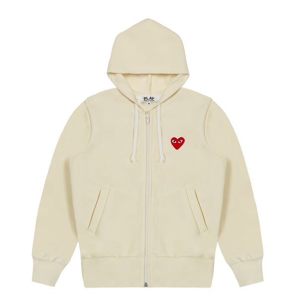 Play - Single Heart Zip Hoodie - (Ivory)