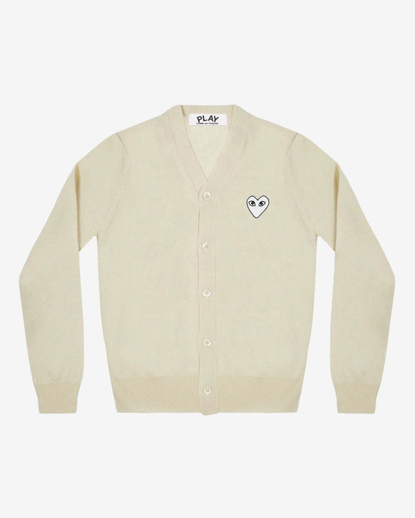 Play - Men's White Heart Cardigan - (Natural)