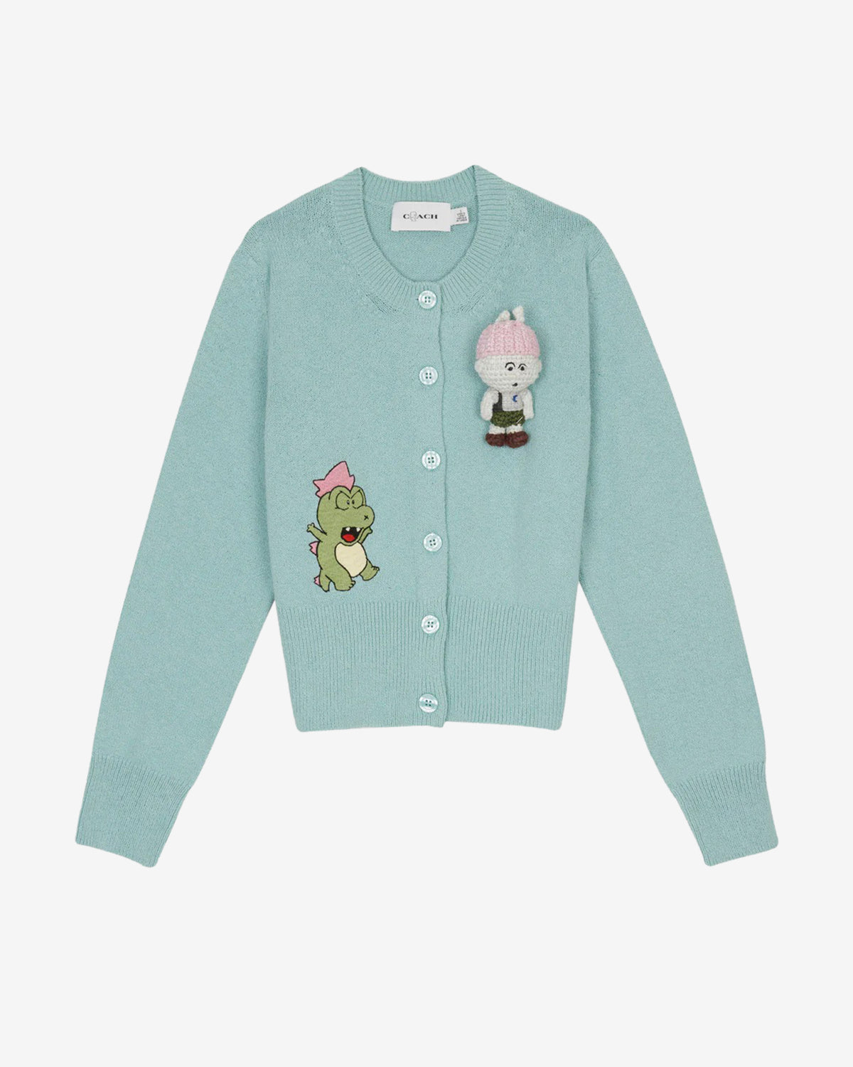 Brain Dead - Women's Coach Plush Character Cardigan - (Light Green) view 1, Click to Zoom in