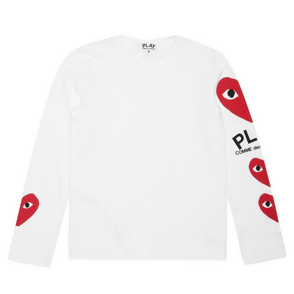 Play - Multi Logo Sleeve Long Sleeve T-Shirt - (White)
