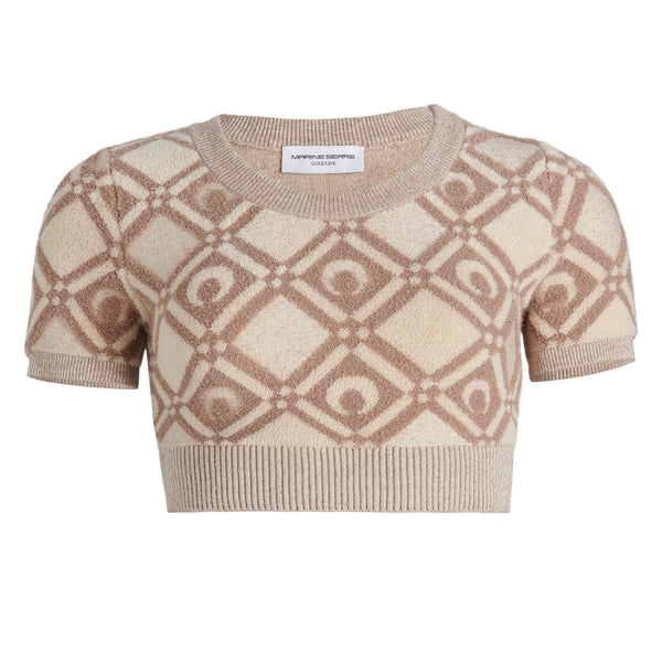 Marine Serre - Women’s Pointelle Knitted Crop Top - (Beige)
