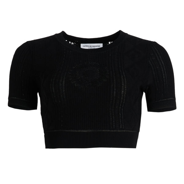 Marine Serre - Women's Pointelle Knitted Crop Top - (Black)