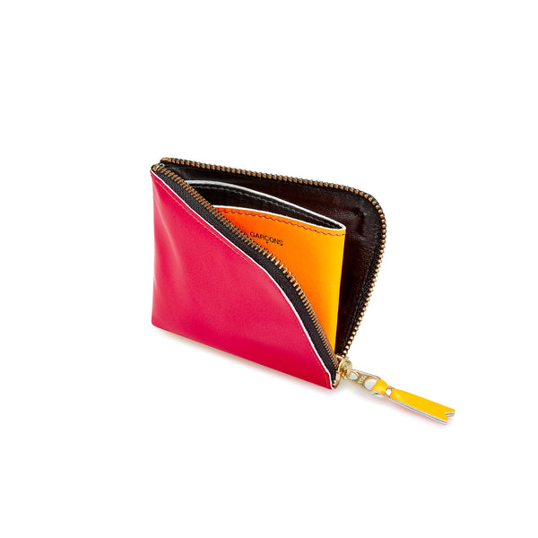 CDG Wallet - Super Fluo Zip Around Wallet - (Pink/Yellow SA3100SF)